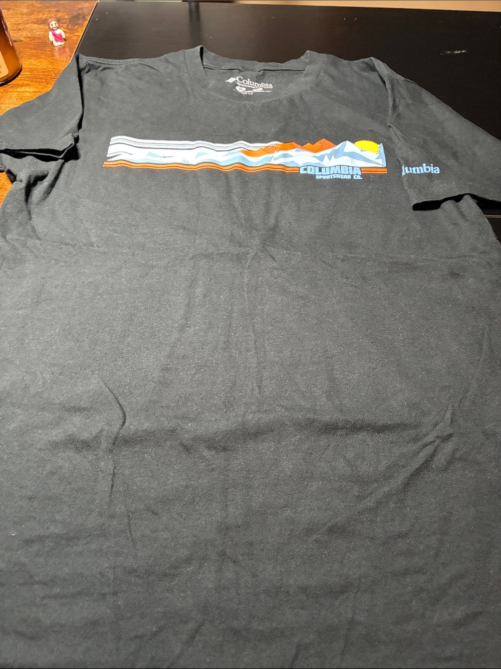 Columbia Black Short-Sleeve Tee with Sunset Mountain Graphic